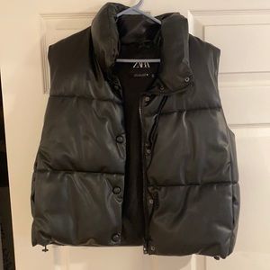 Zara pleather puffer vest!